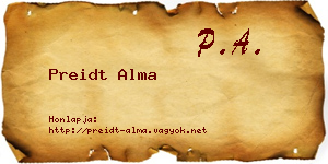 Preidt Alma névjegykártya